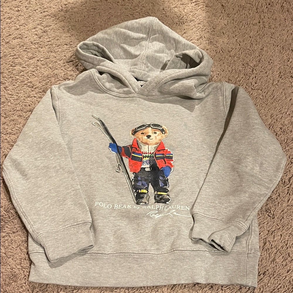 Ralph Lauren Kids Gray Hoodie with Skiing Bear